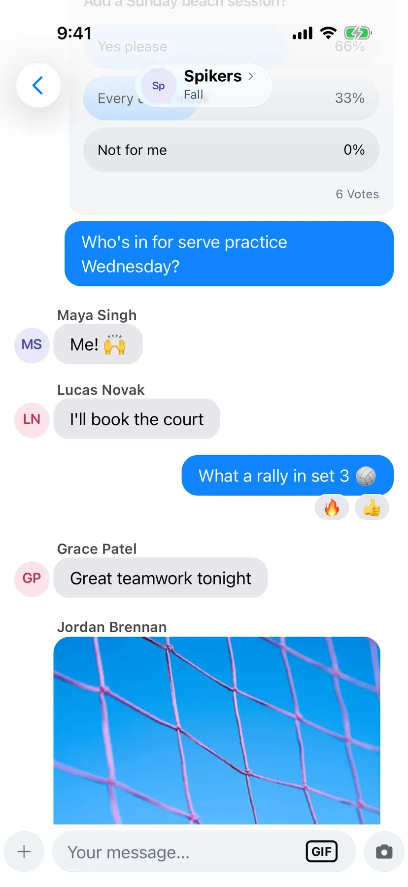 BenchApp team chat conversation