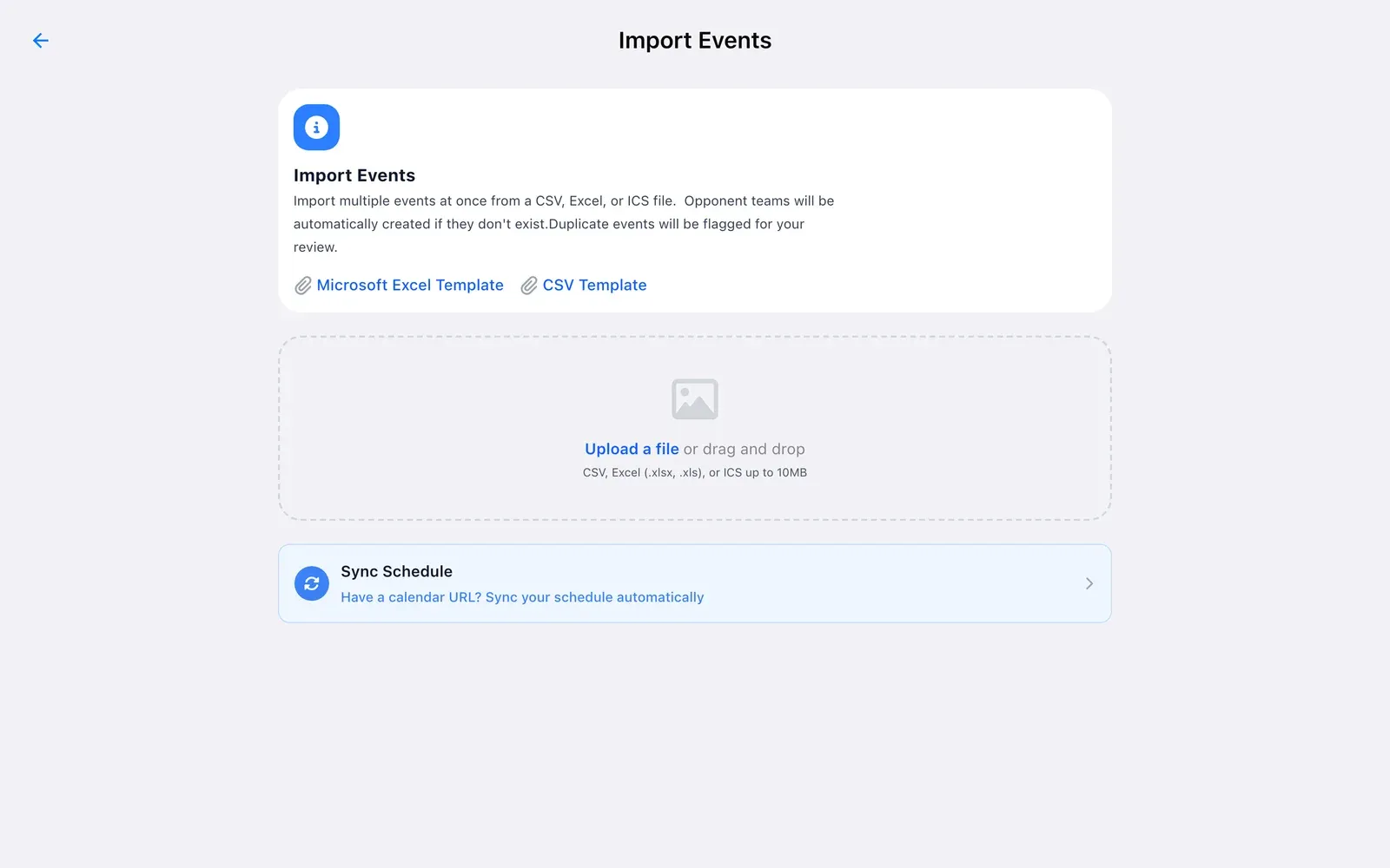 BenchApp on a computer: Import Events with Excel and CSV templates